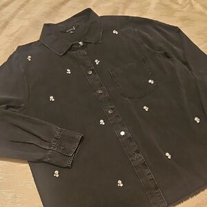 Black Button-Up With Rhinestones